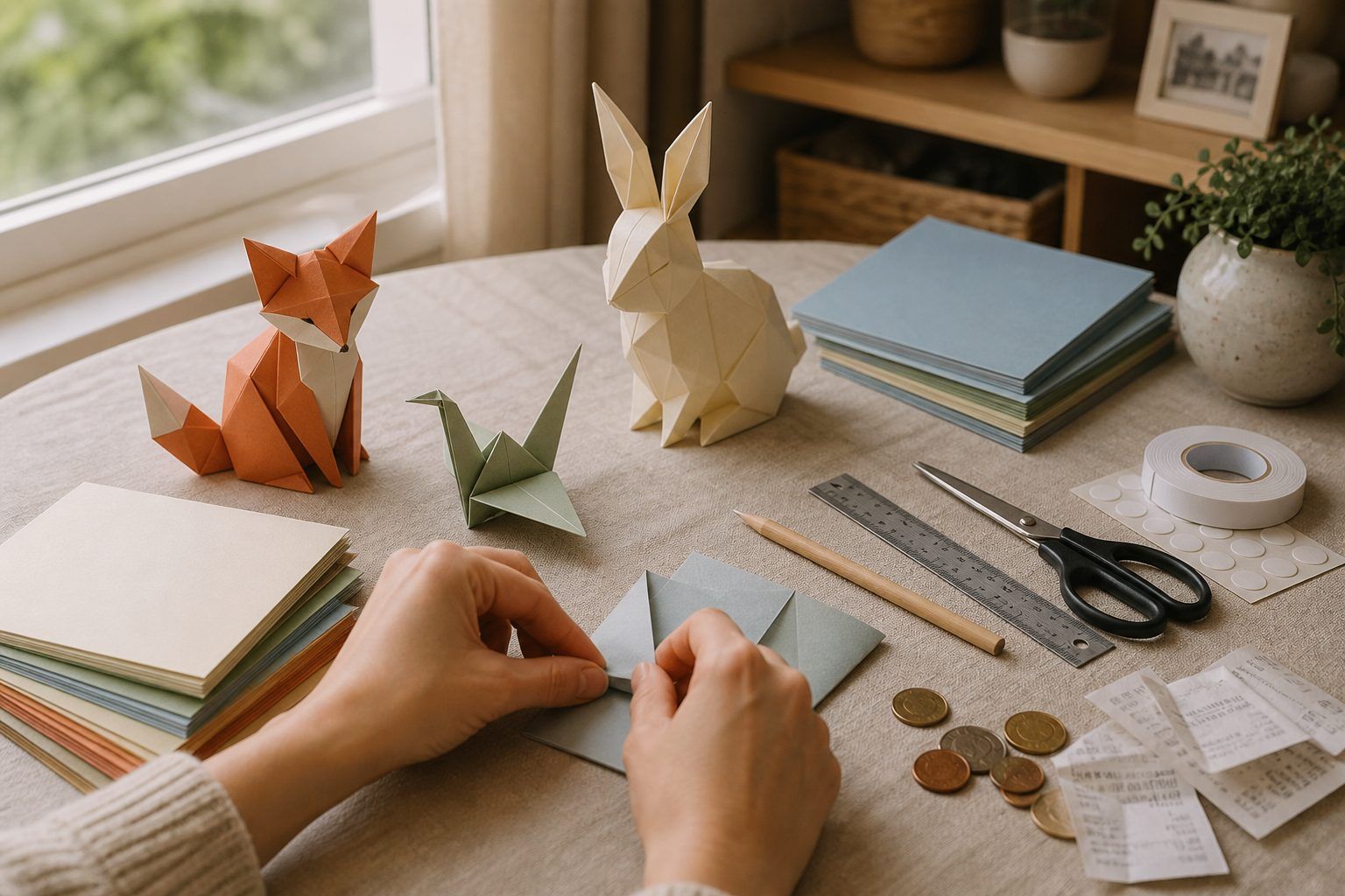 Matériel pour un animal en origami 2D ou 3D