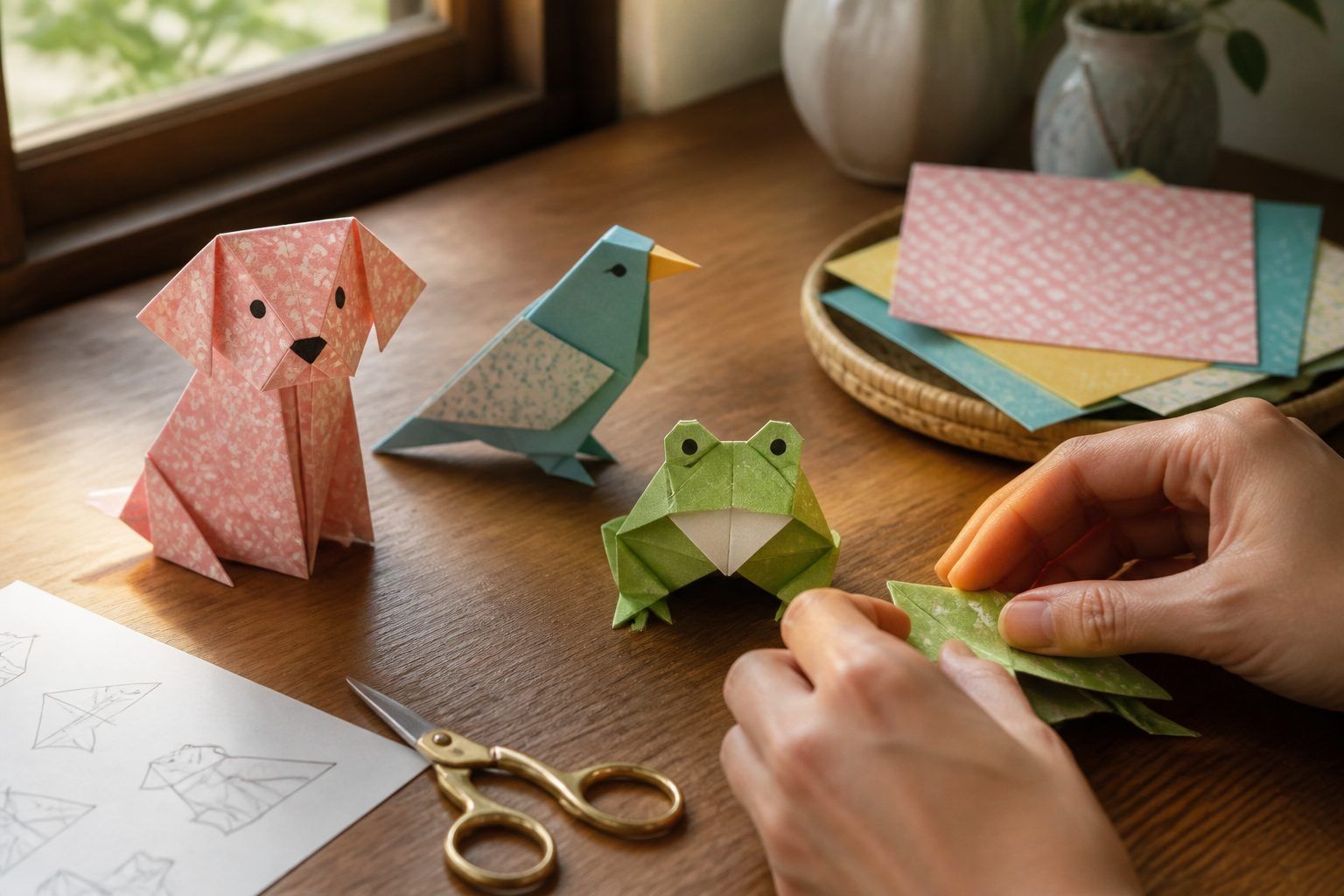Réussir un chien, un oiseau ou une grenouille en origami