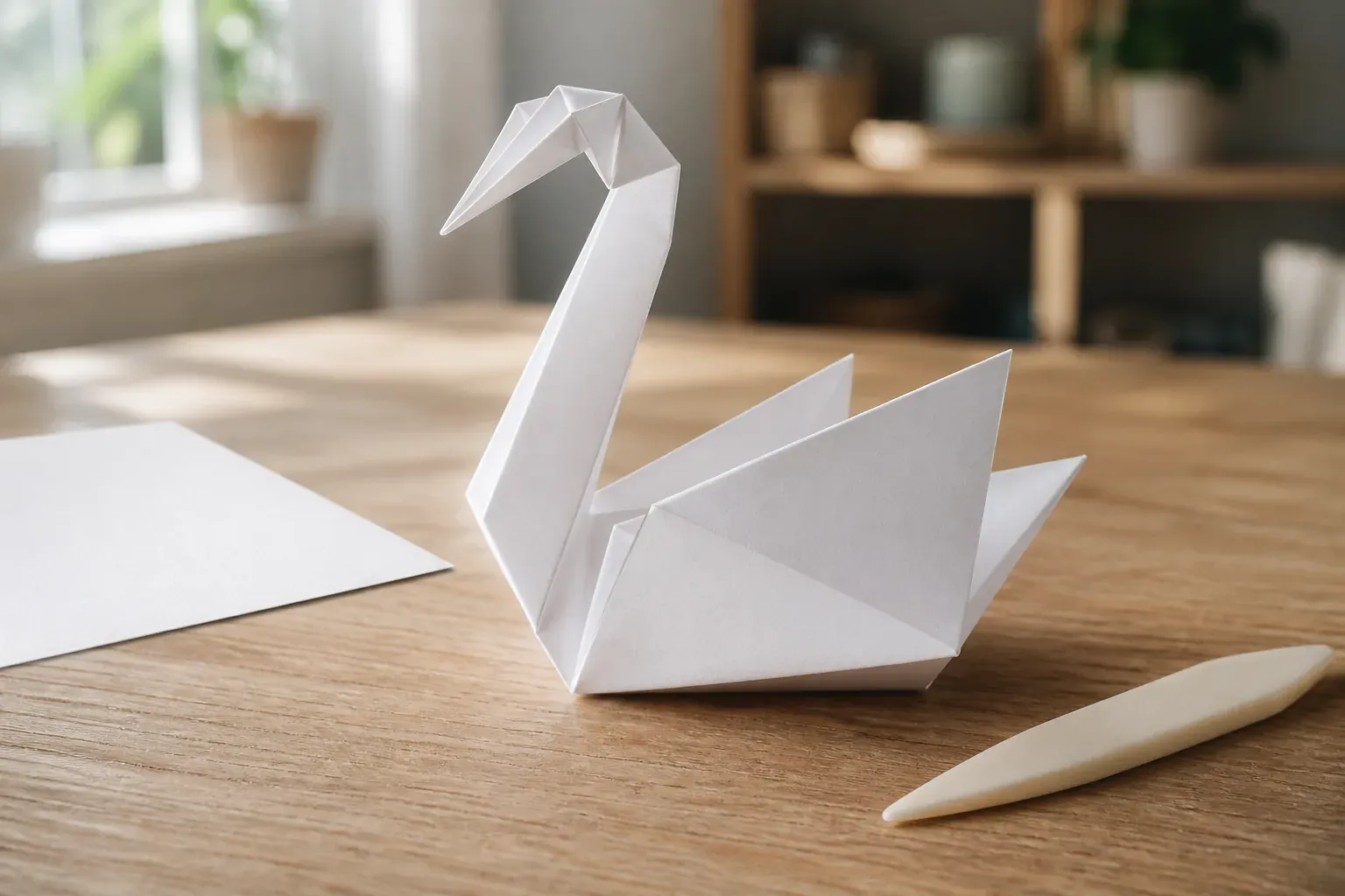 Ce cygne origami facile se plie avec une seule feuille