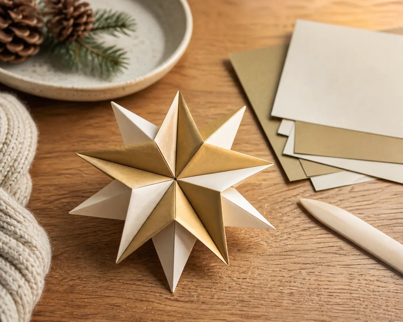 Une étoile en papier plié se fabrique en quelques plis
