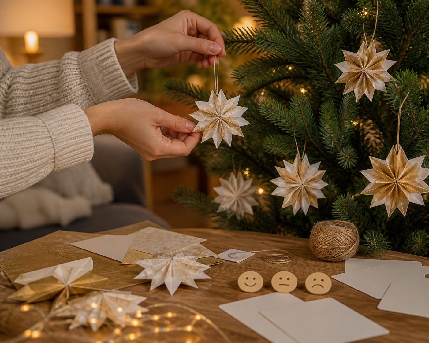 Accrocher une étoile en origami
