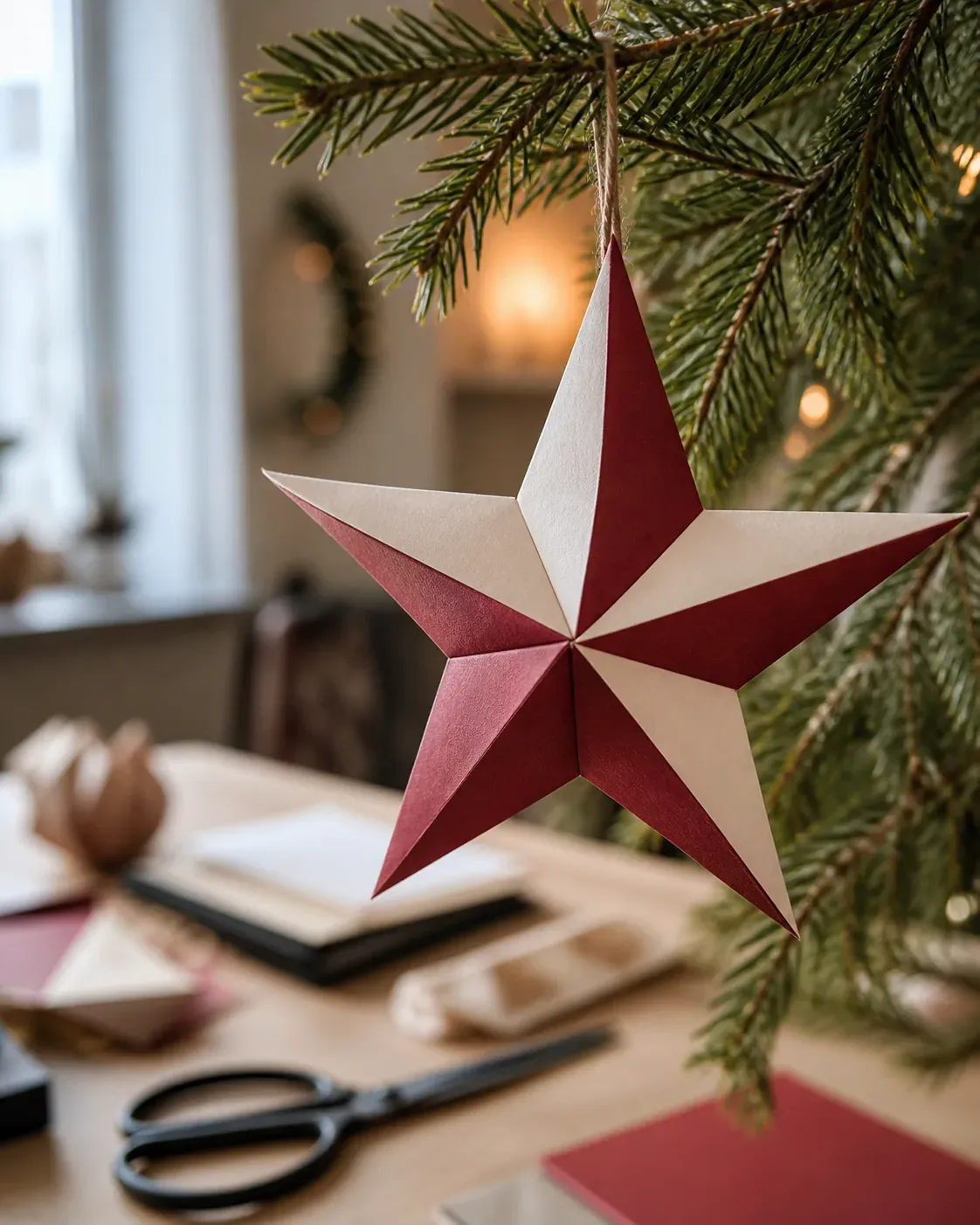 Comment faire une étoile de Noël en origami facile à suspendre ?