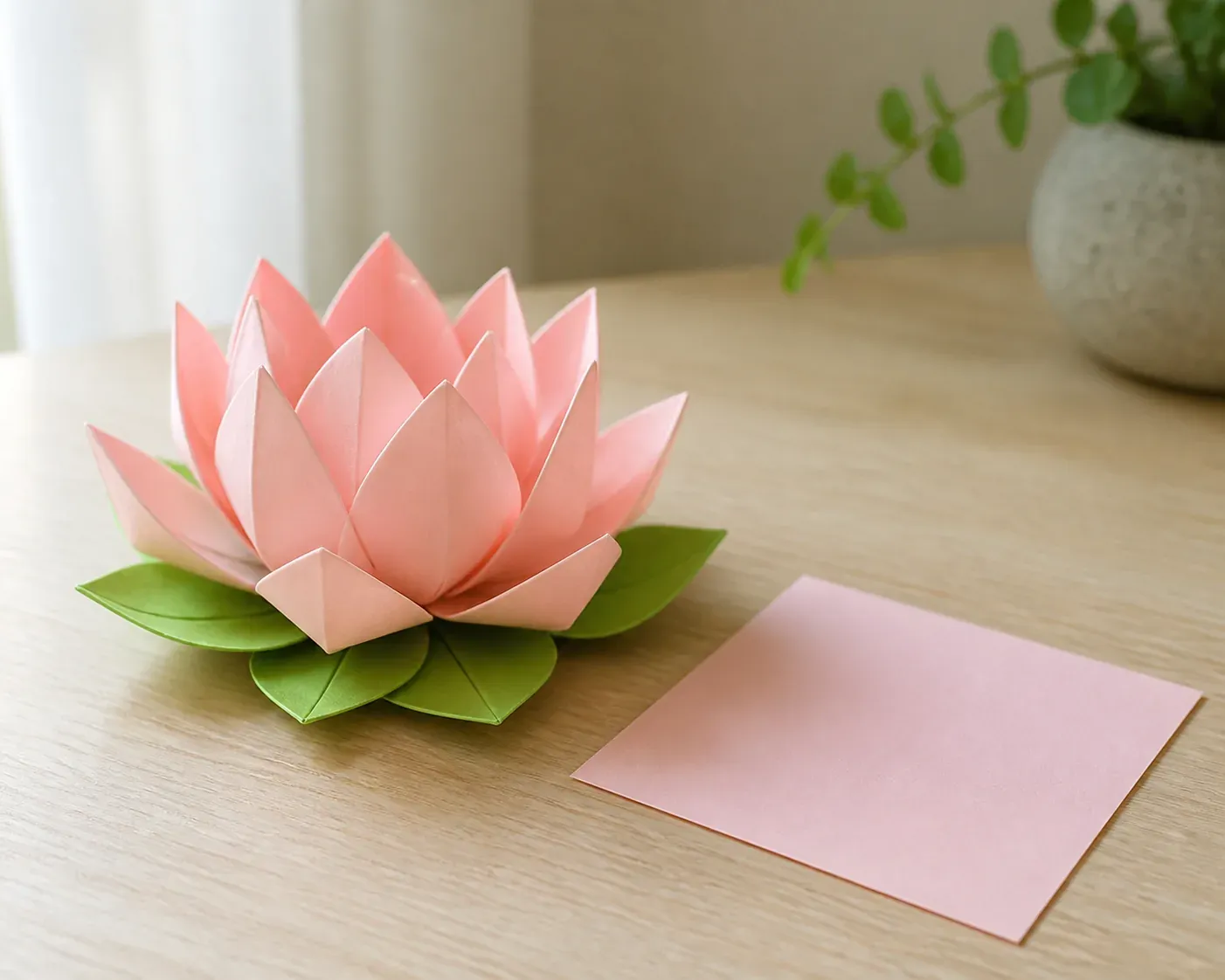 Une fleur de lotus en Origami qui s’ouvre pétale après pétale