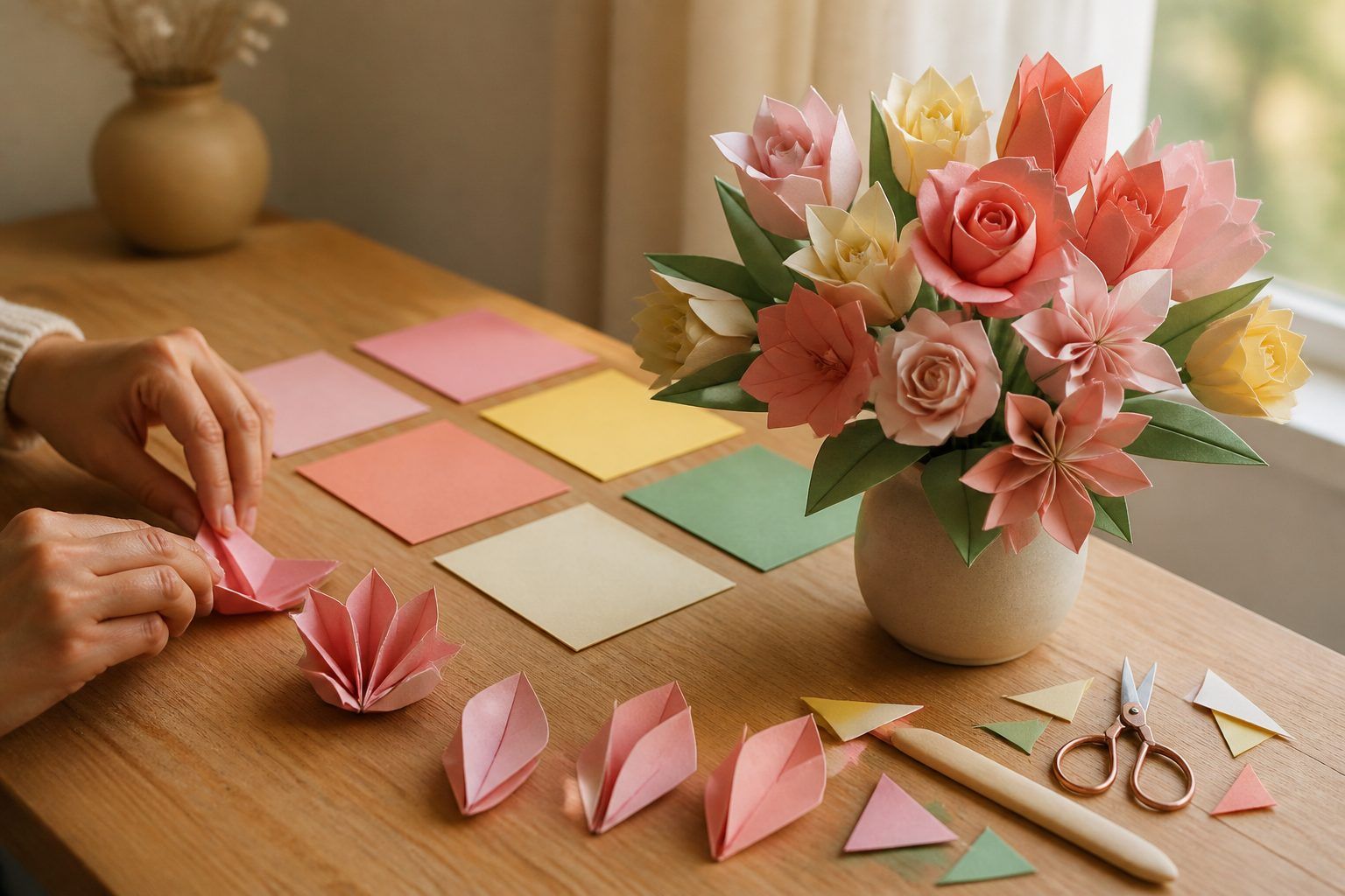 Du pliage facile au bouquet de fleurs en origami 3D