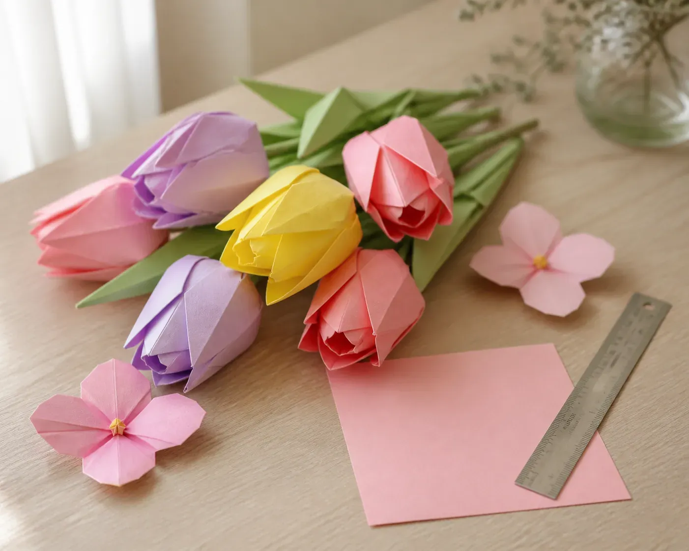 Les fleurs en origami facile prennent forme en quelques plis