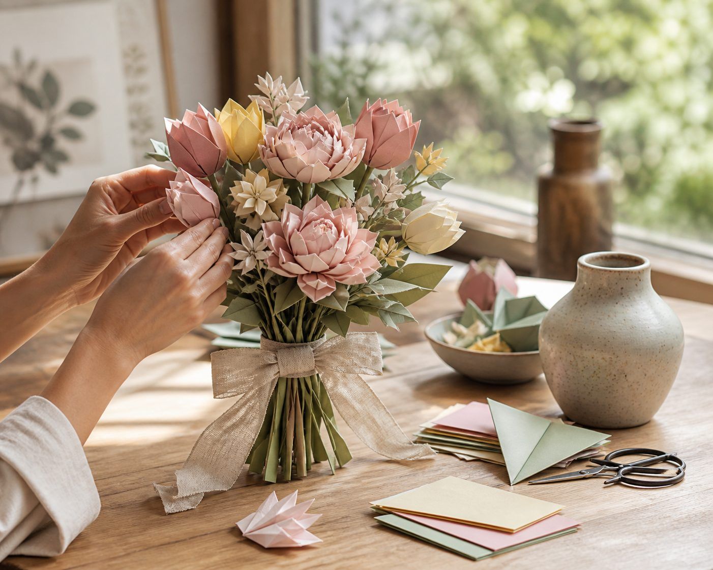 Faire un bouquet de fleurs en origami à offrir ou à décorer