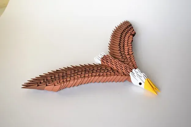 Kit origami 3D aigle en vol ailes déployées : sculpture en origami 3D, vue 1
