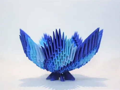Kit origami 3D bol bleu décoratif en papier