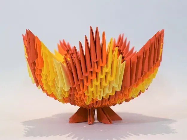 Kit origami 3D bol orange décoratif en papier
