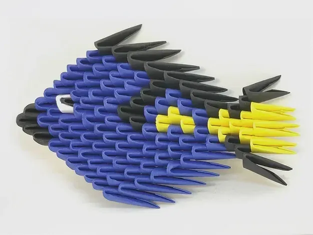 Kit origami 3D Dory poisson bleu à plier : sculpture en origami 3D, vue 1