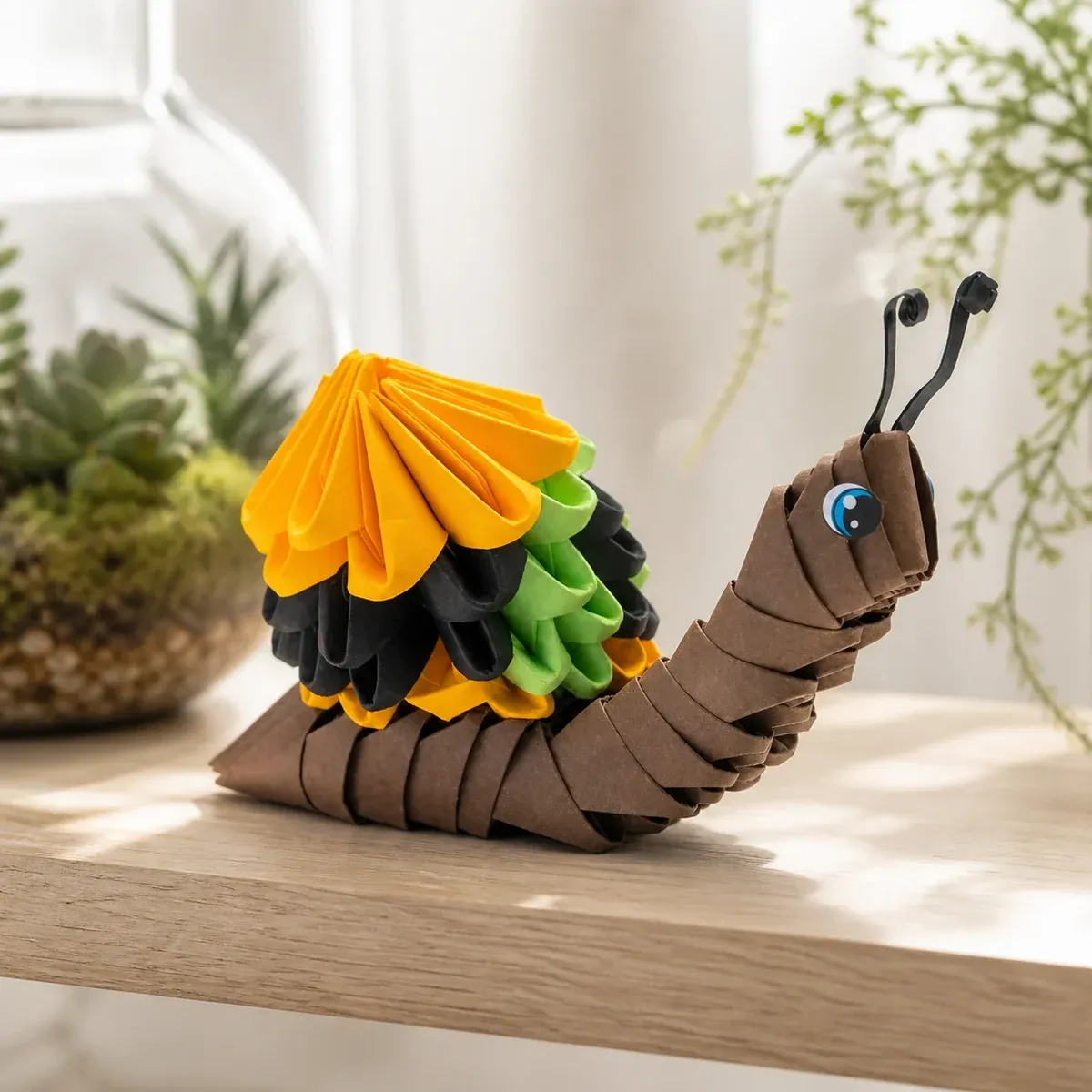 Kit origami 3D escargot en papier à monter