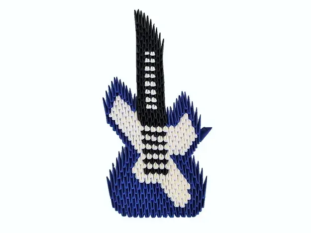 Kit origami 3D guitare électrique décorative : sculpture en origami 3D, vue 1