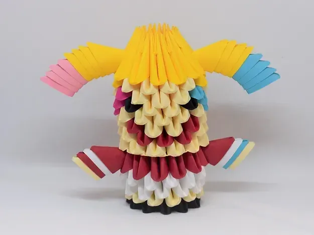 Kit origami 3D Harley Quinn en papier plié : sculpture en origami 3D, vue 1