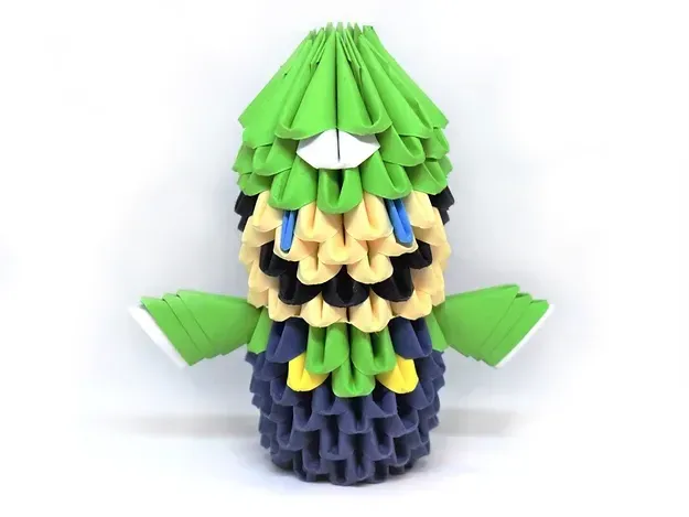 Kit origami 3D Luigi, personnage à monter : sculpture en origami 3D, vue 1
