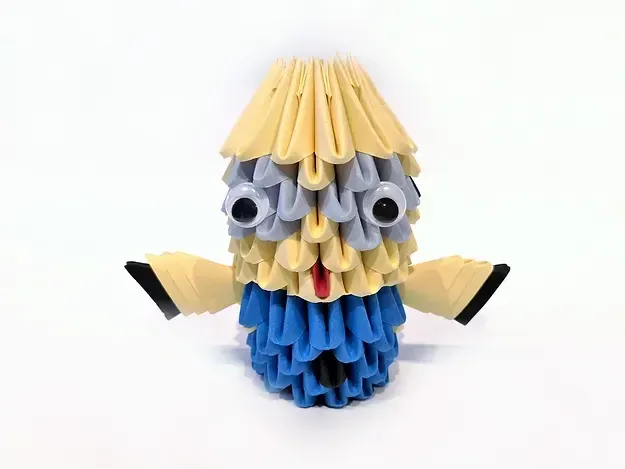 Kit origami 3D Minion Bob personnage jaune : sculpture en origami 3D, vue 1