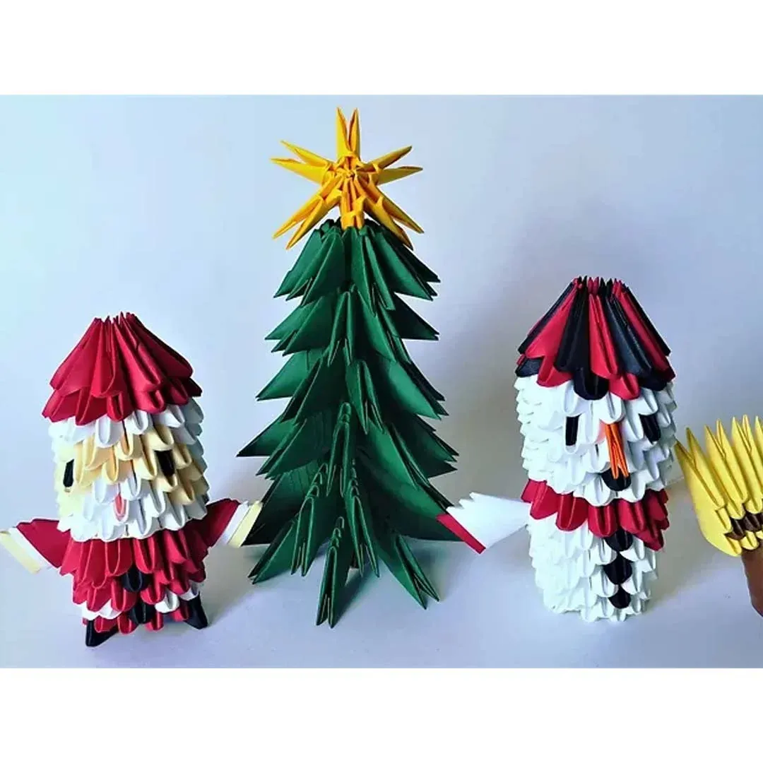 Kit origami 3D de Noël pour décorations festives : sculpture en origami 3D, vue 1