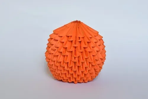 Kit origami 3D orange fruit en papier à plier : sculpture en origami 3D, vue 1