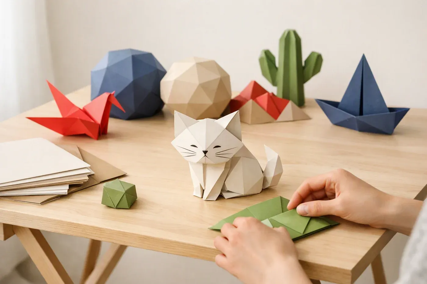 Origami chat : tête et chat assis, le tuto complet