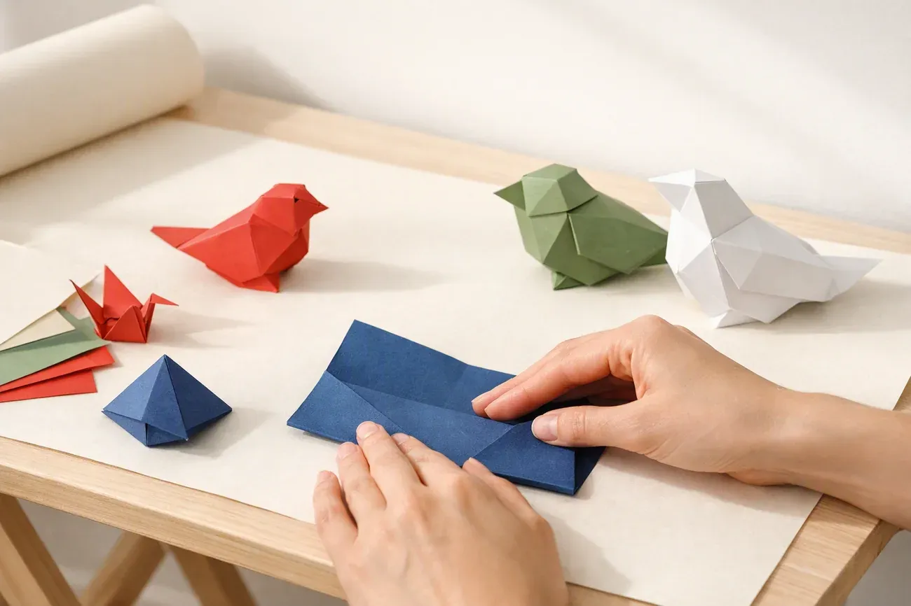Papiers plies sur la table de travail, ambiance de l'article : 1. Le moineau simple : le premier oiseau qui tient debout