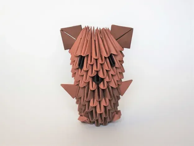 Kit origami 3D ourson en papier modulaire : sculpture en origami 3D, vue 1