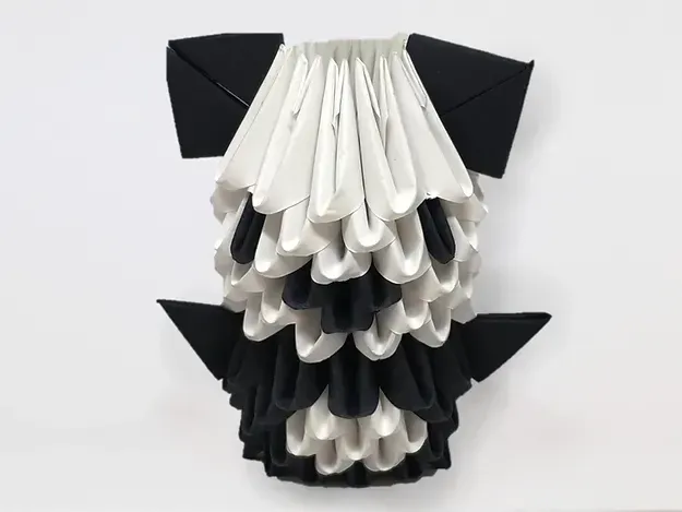 Kit origami 3D panda modulaire en papier : sculpture en origami 3D, vue 1
