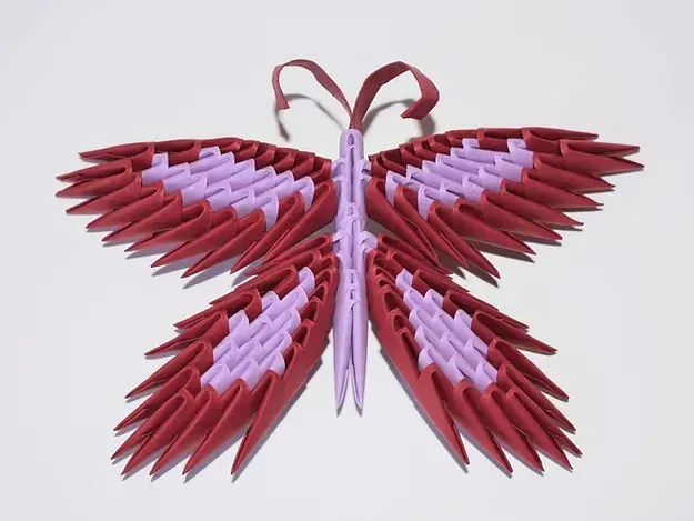Kit origami 3D papillon multicolore à plier : sculpture en origami 3D, vue 1