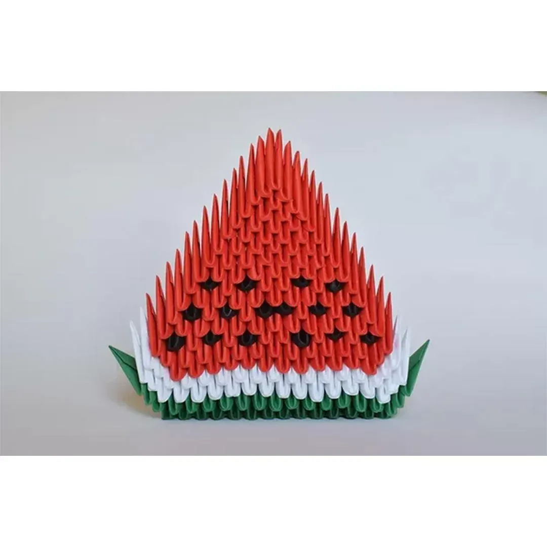 Kit origami 3D pastèque en papier à plier : sculpture en origami 3D, vue 1