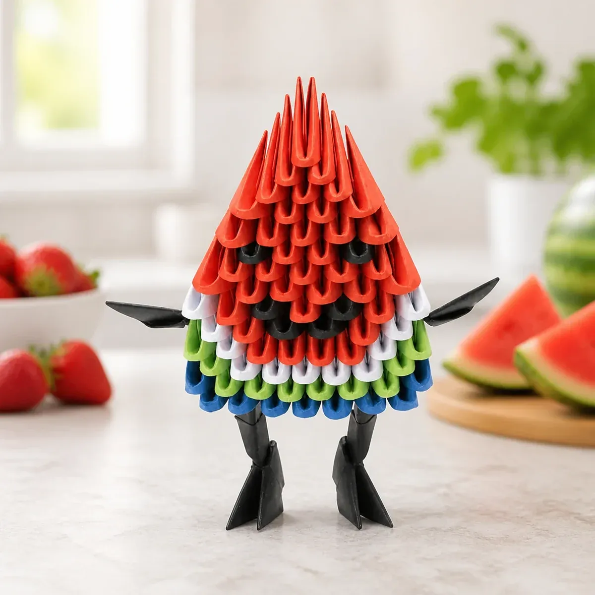 Kit origami 3D pastèque souriante en papier