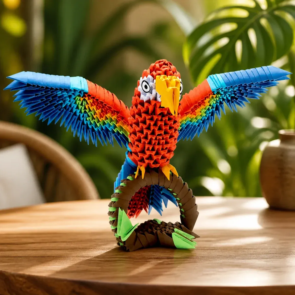 Kit origami 3D perroquet aux ailes bleues