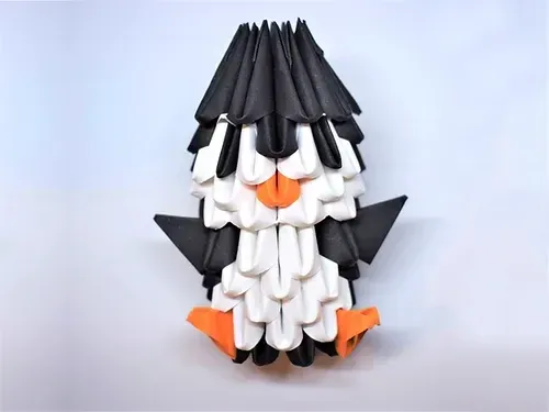 Kit origami 3D pingouin modulaire polaire : sculpture en origami 3D, vue 1