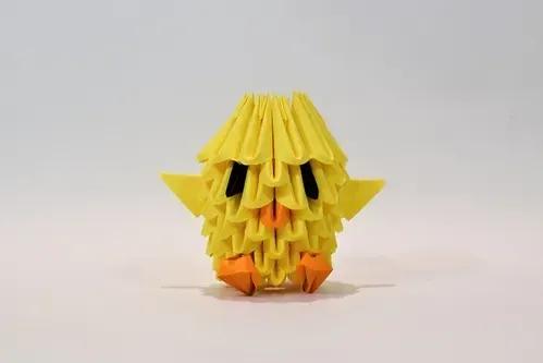 Kit origami 3D poussin en papier à assembler : sculpture en origami 3D, vue 1