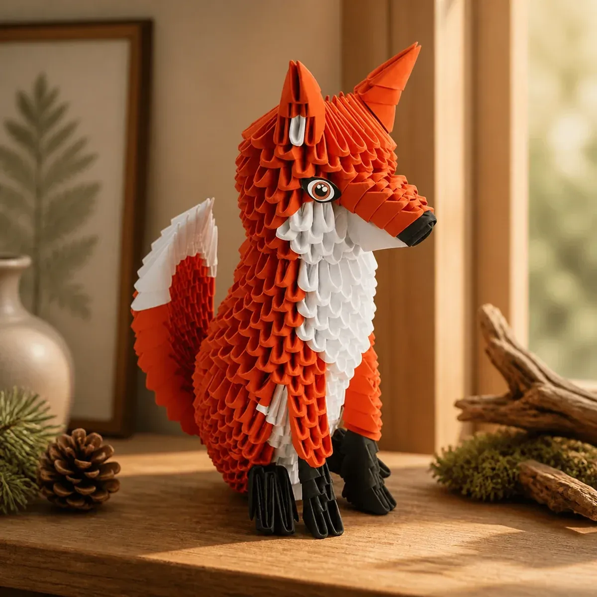 Kit origami 3D Renard orange à assembler