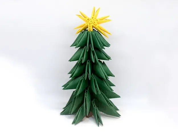 Kit origami 3D sapin de Noël vert et doré