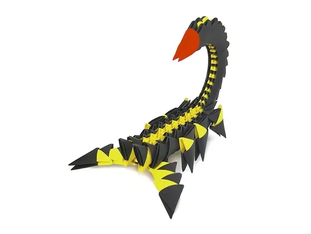 Kit origami 3D scorpion noir et jaune à plier : sculpture en origami 3D, vue 1