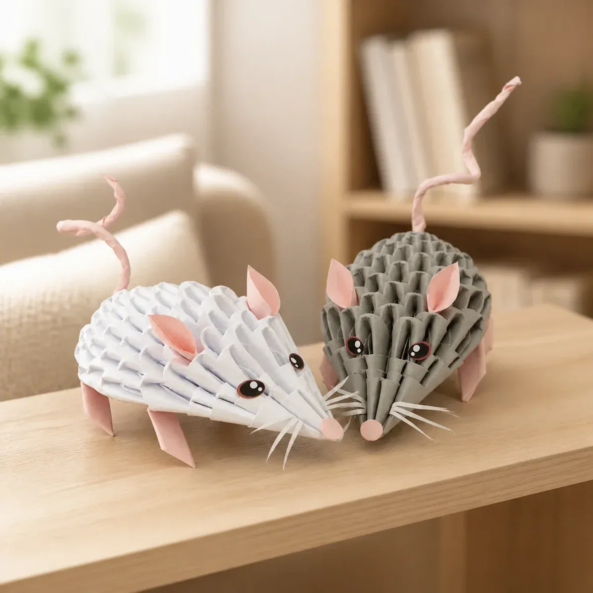 Kit origami 3D duo de souris blanche et grise