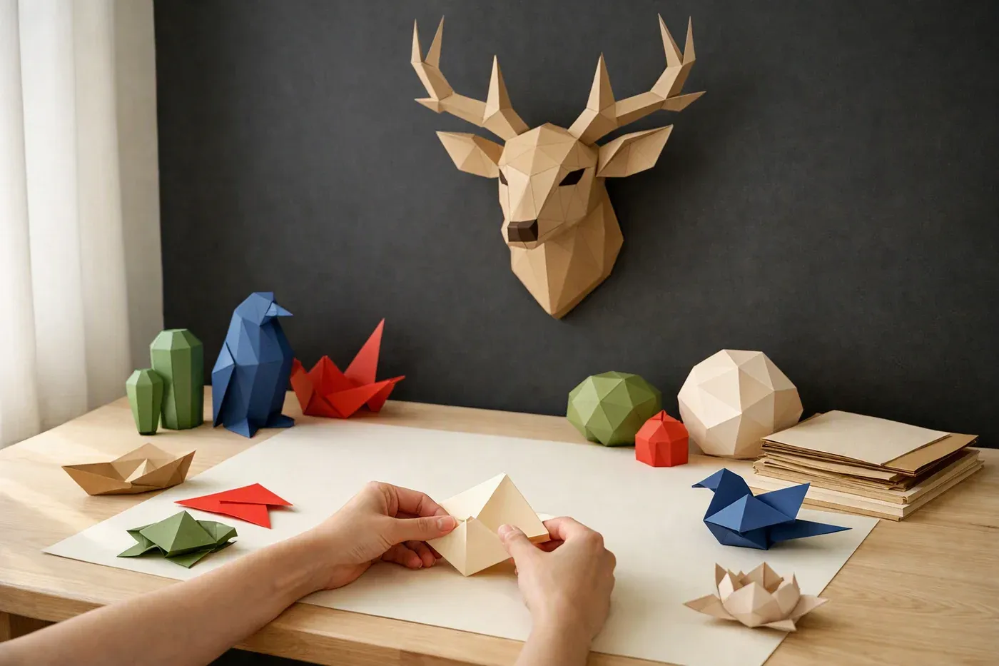 Tête de cerf en origami : le trophée mural sans chasse