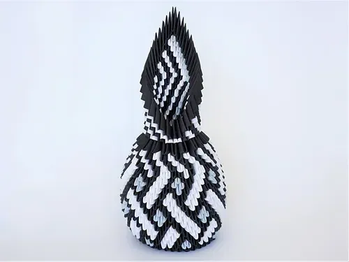 Kit origami 3D vase Eclipse géométrique : sculpture en origami 3D, vue 1