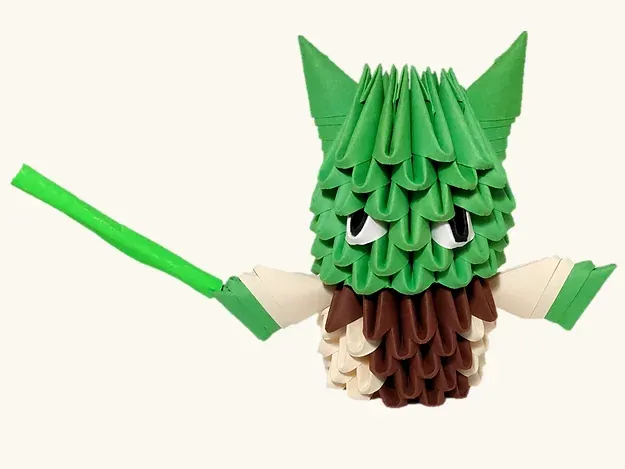 Kit origami 3D Yoda, maître Jedi en papier : sculpture en origami 3D, vue 1
