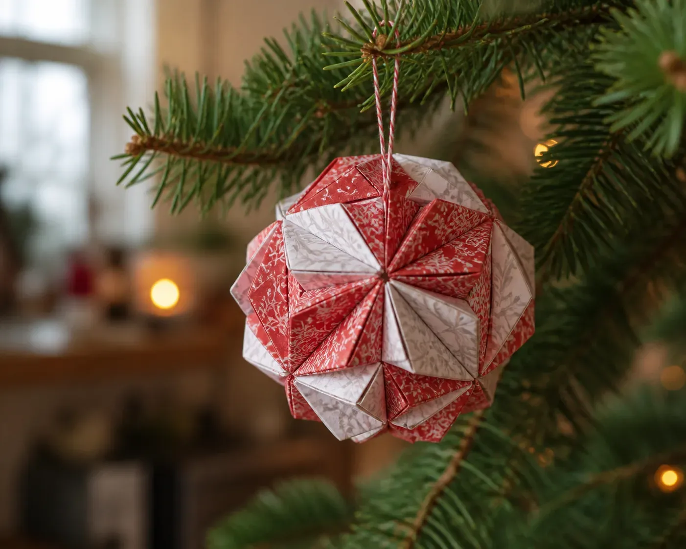 Une boule de Noël origami se plie en douze modules