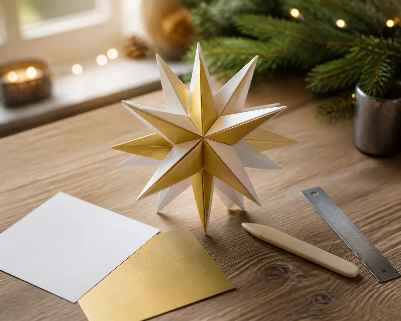 Cette étoile origami 3D facile se plie en deux feuilles