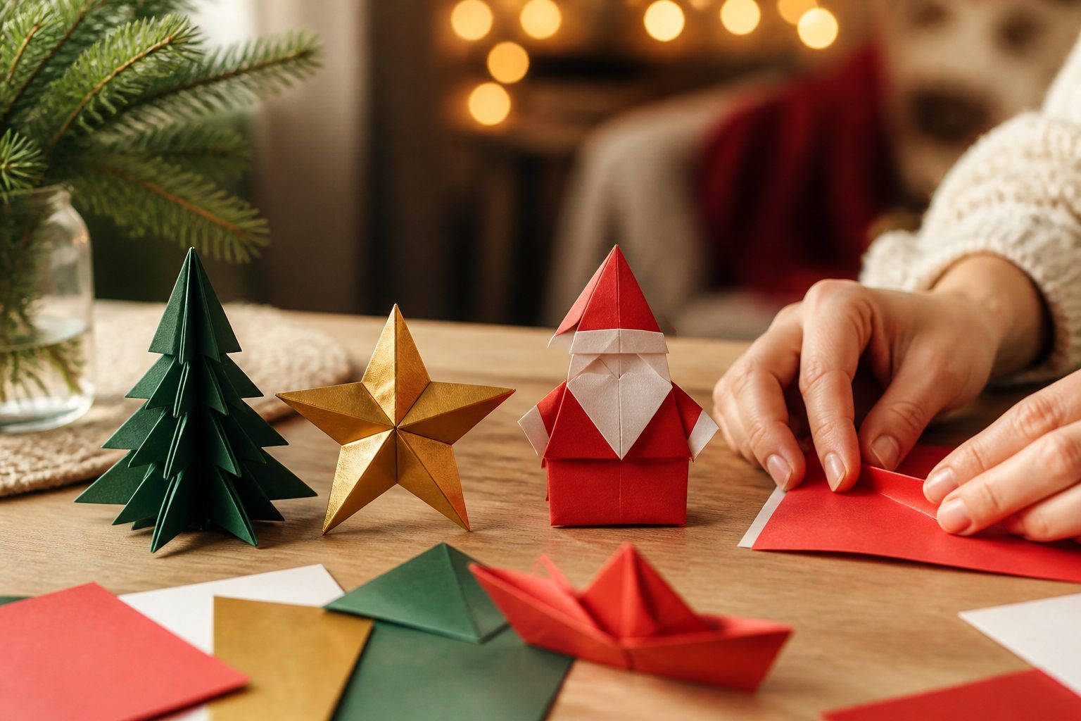 Comment faire un sapin, une étoile et un Père Noël en origami ?