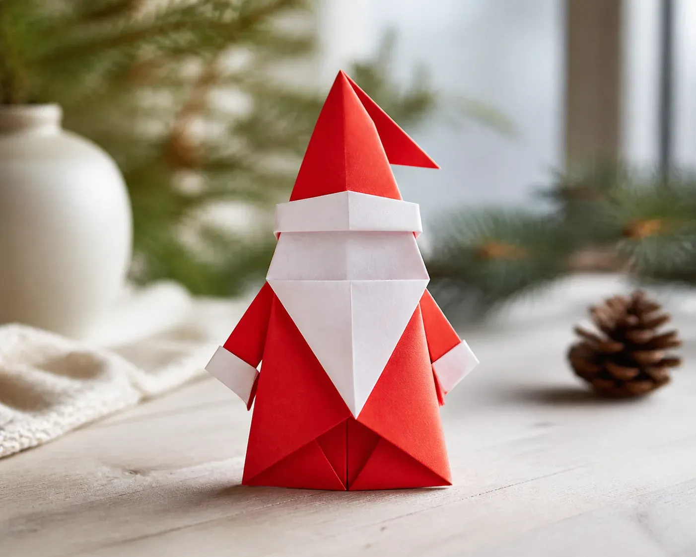 Un origami Père Noël facile à plier et à décorer