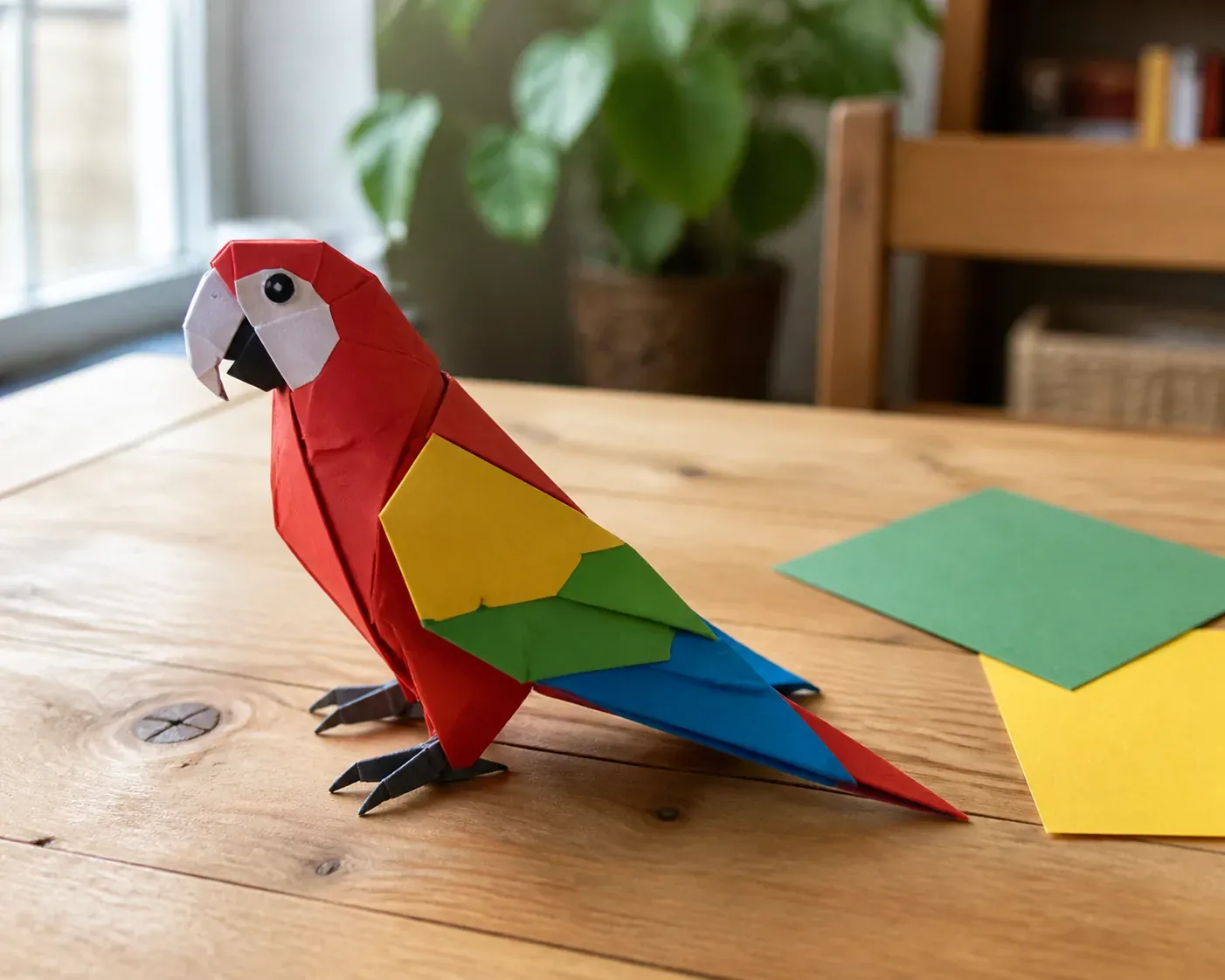 Un origami perroquet facile se plie du bec aux ailes
